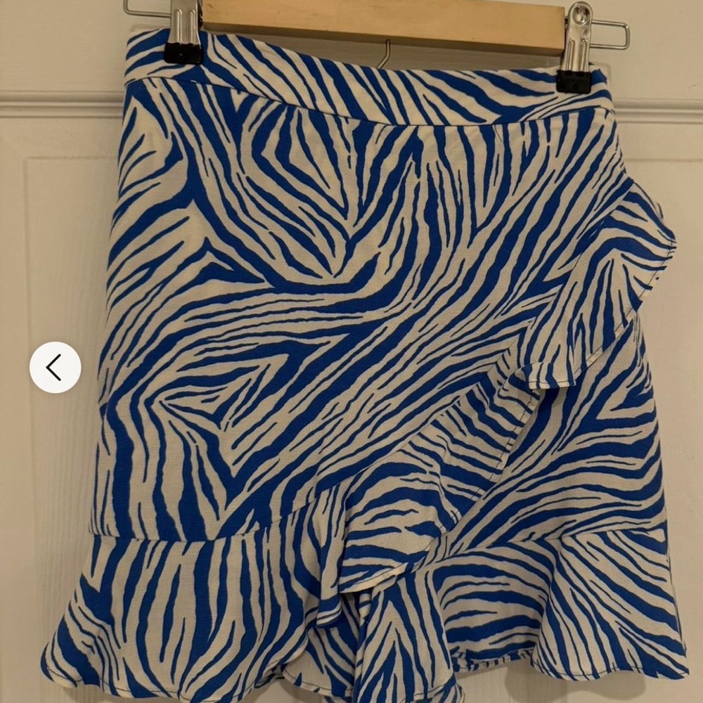 Zara Blue and White Animal Print Skirt